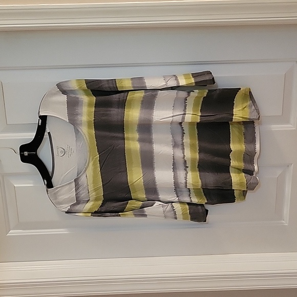 Zenergy by Chicos grey, green, beige striped top medium - Picture 1 of 5